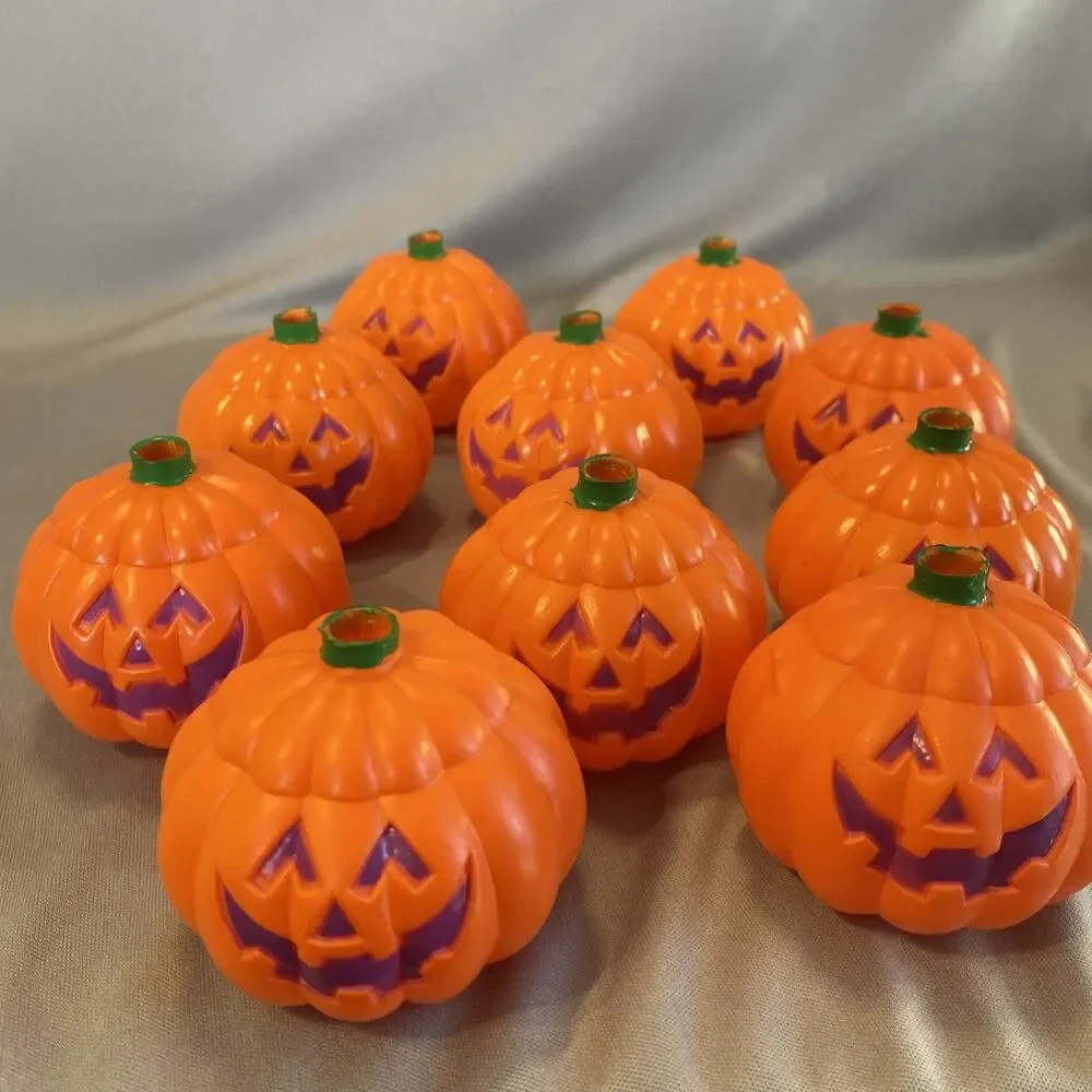 Vintage Halloween Jack-O-Lantern Pumpkin String Light Covers Blow Mold Pumpkin